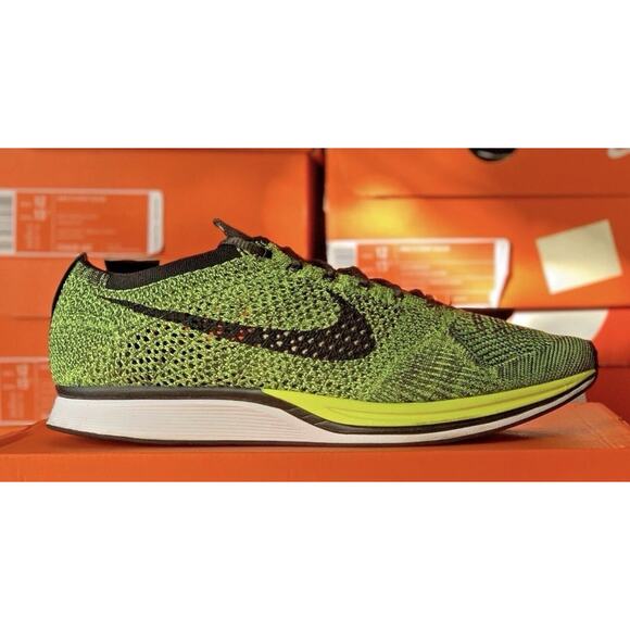 Nike Flyknit Racer Volt Mesh Color Mens Size 12 Fast Shipping